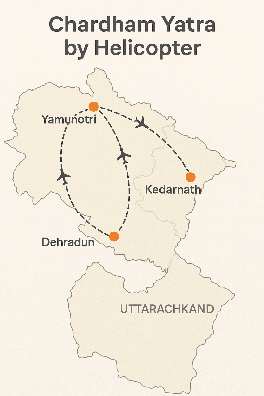 Char Dham Yatra By Helicopter Map